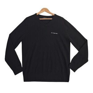 Quince Mongolian Cashmere V-Neck Sweater Men's Large L Black OneStream Logo